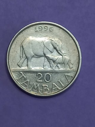 Moneda 1996 Elefante 20 Tambala Malawi