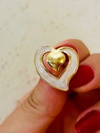 Orecchini donna cuore oro e bianco