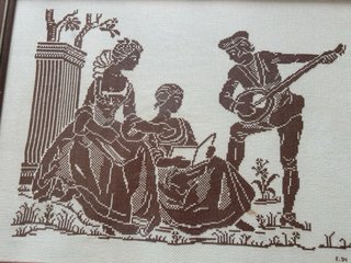Cuadros punto de cruz, barco y escena
