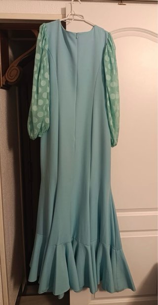 Vestido largo manga plumeti