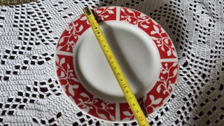 Set 4 Piatti Vintage Ceramica Rosso Bianco