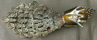 Pavone decorativo in metallo con strass