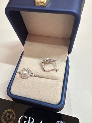 Pendientes Plata S925 Perla Moissanitas GRA