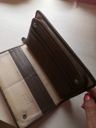 Monedero mujer tejido beige y marrón