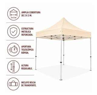 Carpa Aluminio Beige Pro 3x3m Lona 300gr