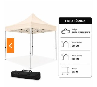 Carpa Aluminio Beige Pro 3x3m Lona 300gr
