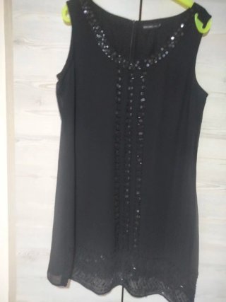 Vestido elegante lentejuelas sin mangas talla 52