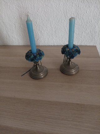 Pareja Candelabros Antiguos Metal Decorativos