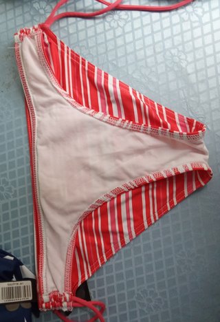 Bikini Bar Talla L/40/12 Rayas Rojas y Rosas
