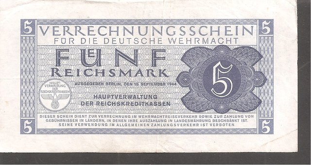 Alemania 5 Reichsmark 1944 Wehrmacht