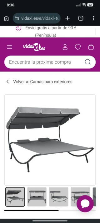 Tumbona metálica plegable con parasol,lonas nuevas