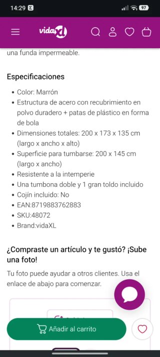 Tumbona metálica plegable con parasol,lonas nuevas