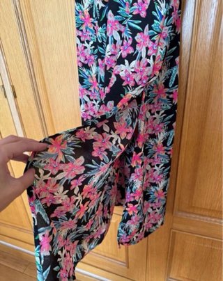 Vestido largo flores verano apertura lateral xs