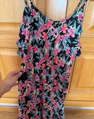 Vestido largo flores verano apertura lateral xs