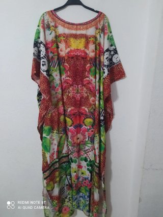Vestido Kaftan Largo Estampado Multicolor