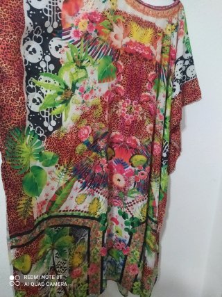 Vestido Kaftan Largo Estampado Multicolor