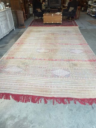 Alfombra Kilim Grande Beige y Rojo