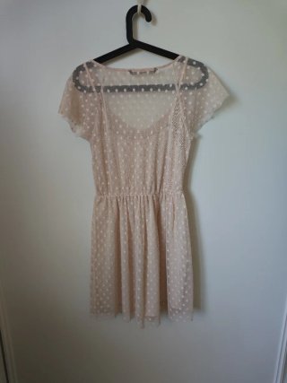 Vestido Zara lunares rosa talla M