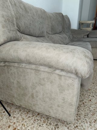 Sofá chaise longue tela beige/gris