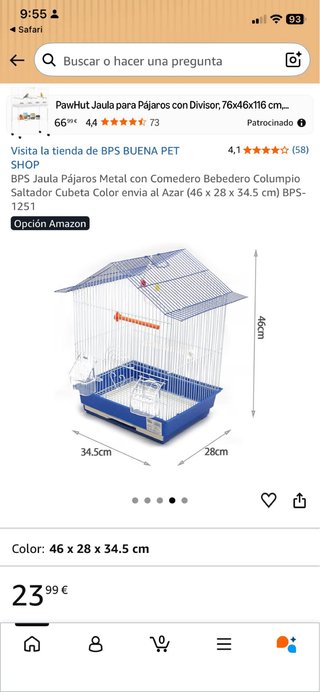 Jaula para pájaros con accesorios