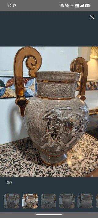 Jarrón Cerámica Decorativo Dorado y Gris