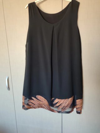 Vestido negro seda estampado floral