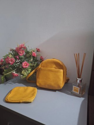 Zainetto donna senape/giallo ocra + portamonete