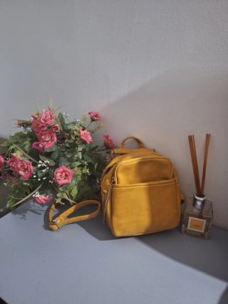 Zainetto donna senape/giallo ocra + portamonete
