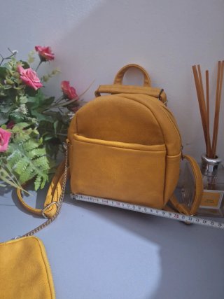 Zainetto donna senape/giallo ocra + portamonete