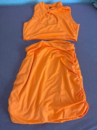 Conjunto Top y Falda SHEIN Naranja Talla S