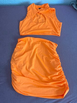 Conjunto Top y Falda SHEIN Naranja Talla S