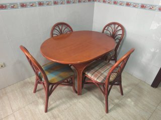 Conjunto Comedor Mesa Ovalada Ratán