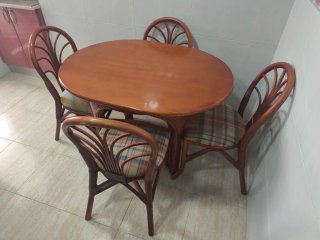 Conjunto Comedor Mesa Ovalada Ratán