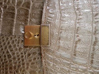 Bolso vintage piel auténtica gris verdoso y dorado