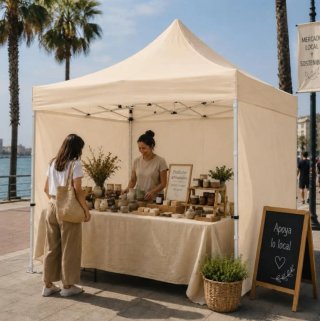 Carpa Plegable 3x3m Beige con Paredes