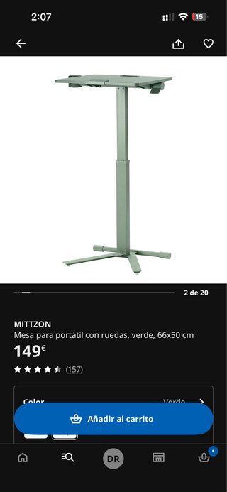 Mesa Mittzon plegable y de altura ajustable IKEA