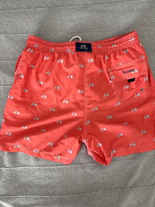 Bañador Scotta Talla M Naranja y motos celestes