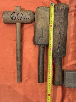 Lote de 5 mazos de madera rústicos antiguos