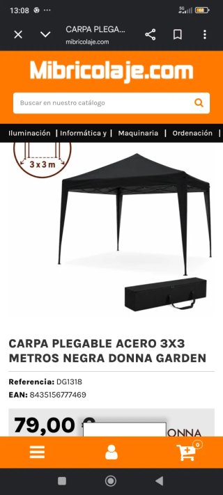 Carpa Plegable Acero 3x3m Negra