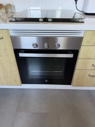 Placa vitrocerámica, horno y campana extractora