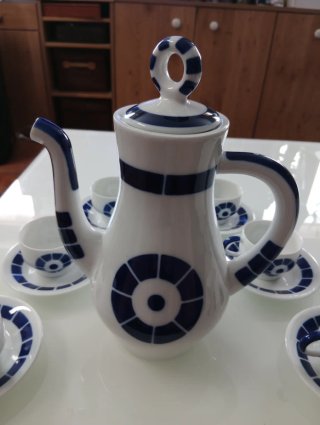 Juego de café Sargadelos azul y blanco + regalo