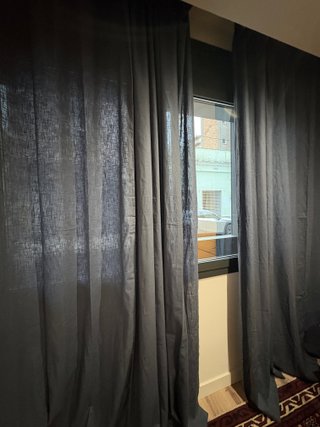 2 Cortinas Lino Lavado Azul