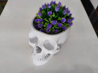 Figura Calavera con Flores Moradas