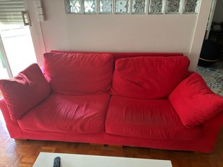Sofá 3 plazas rojo