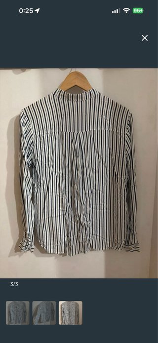 Camisa cuello mao rayas blanco y negro