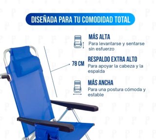 Silla de Playa Plegable Azul