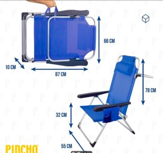 Silla de Playa Plegable Azul