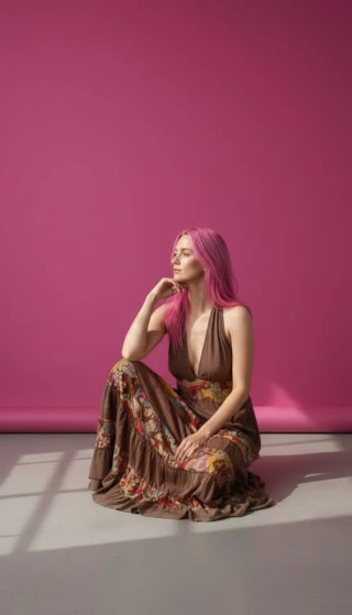 ABITO LUNGO BOHO MARRONE FLOREALE