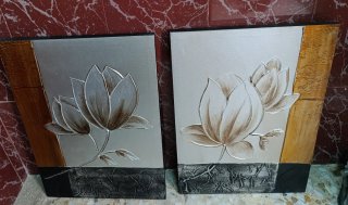 Cuadro Decorativo Flores Metal y Madera