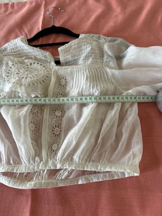 Blusa Vintage Bordada Blanca Talla XS